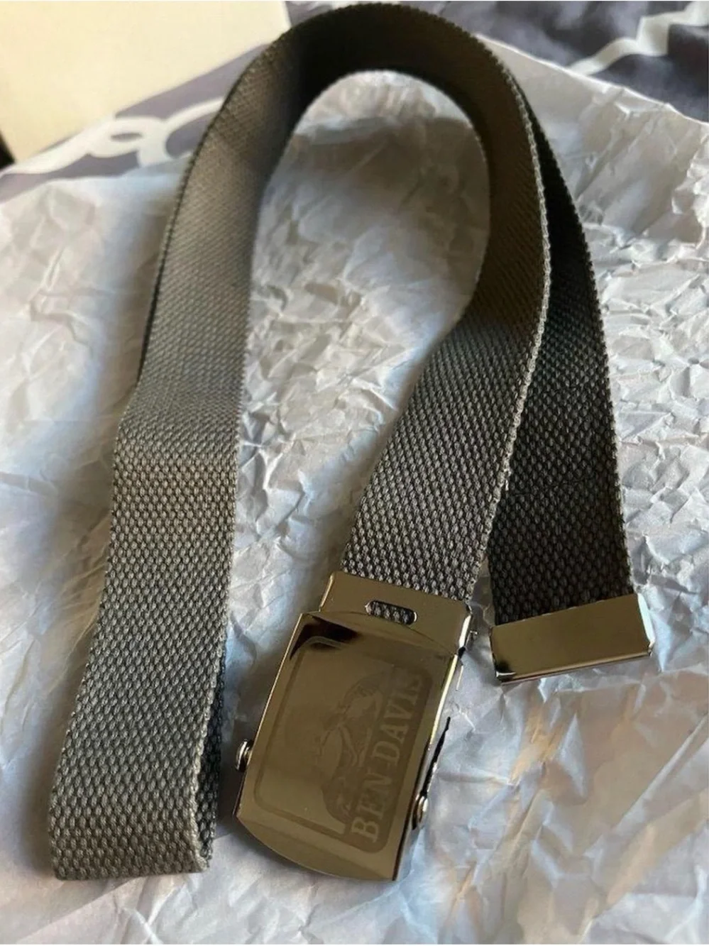 Ben Davis Gray Webbing Belt with Branded Metal Buckle